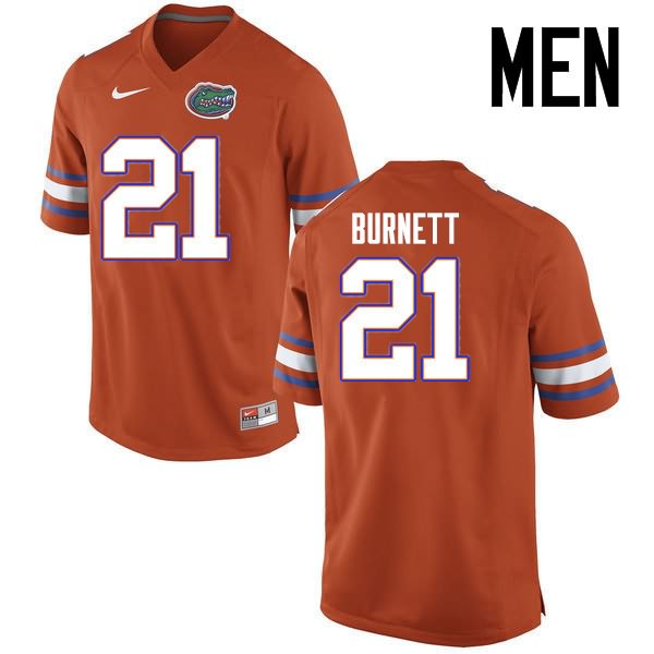 Men's NCAA Florida Gators McArthur Burnett #21 Stitched Authentic Nike Orange College Football Jersey ZAE5365GD